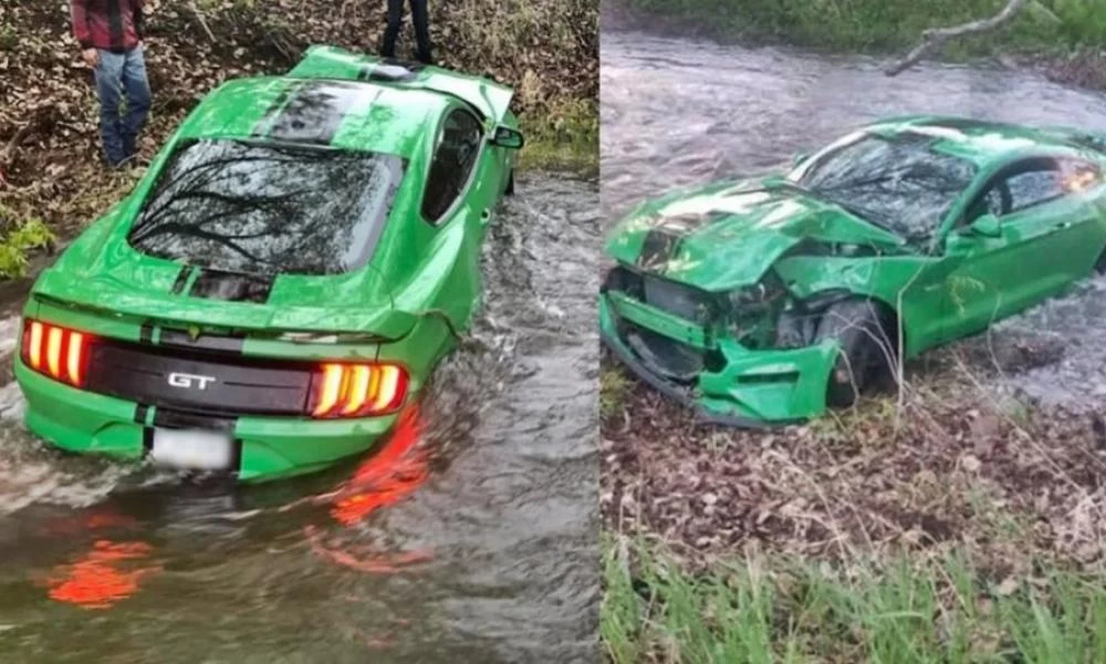 Τον έφαγε η "μαγκιά"... και κατέληξε με την Mustang στο ρυάκι!